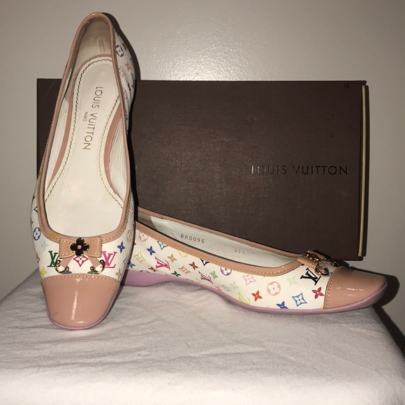 Louis Vuitton - Authenticated Ballet Flats - Leather Multicolour For Woman, Good condition